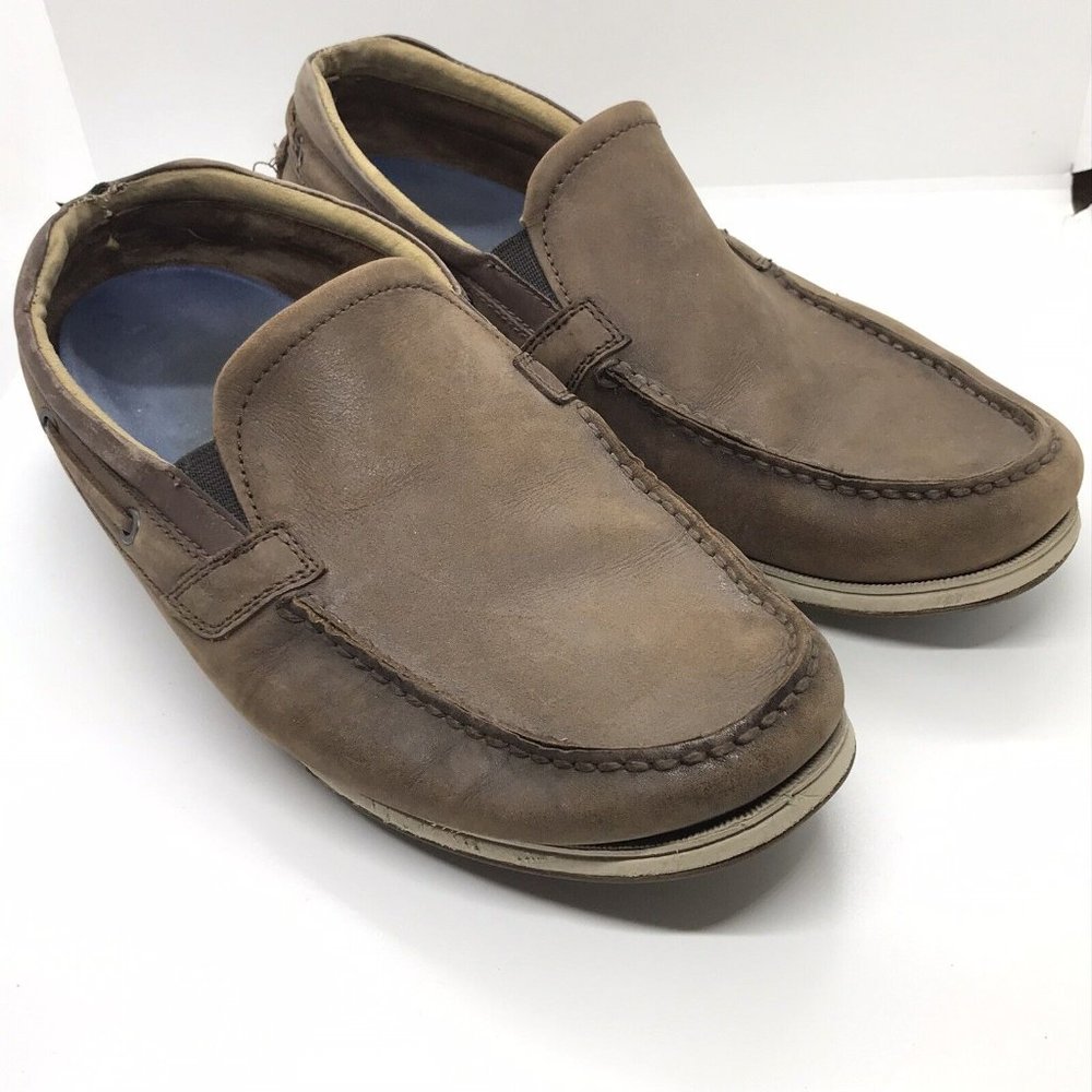 Rockport adiPrene Adidas Men’s size 12 Shoes Brown leather loafers Boat Pull On